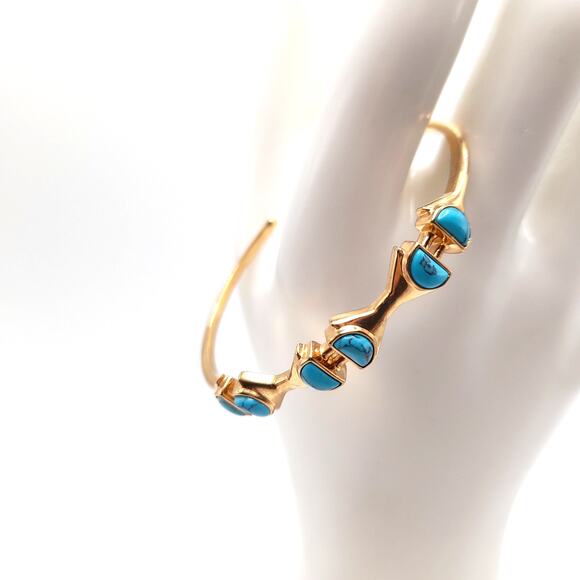 Stella & Dot Turquoise Gold Tone Cuff Bracelet - Picture 3 of 9